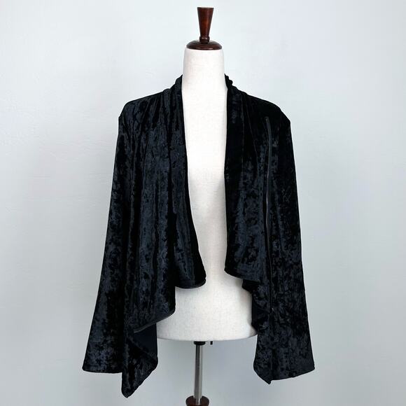 Anthropologie Blank NYC Moto Zipper Cowl Velvet Jacket - Picture 5 of 8